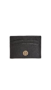 tory burch women's robinson card case, black, one size