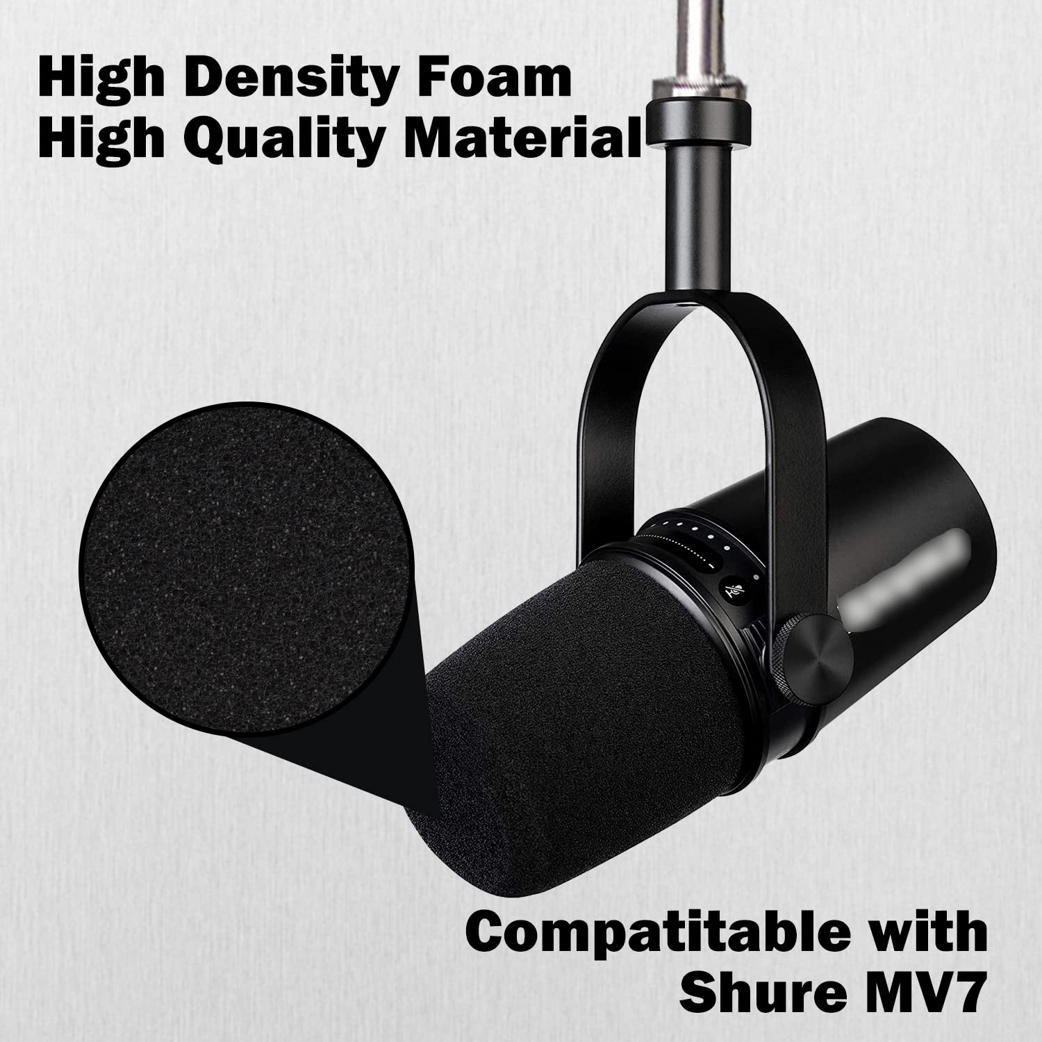 Boseen Microphone Foam Windscreen for Shure MV7, Mic Cover Microphone Windscreen for MV7 Professional Mic Foam for Recording, 3PCS