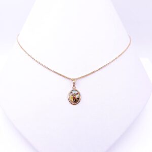 Beautiful Religious Necklace for Women Colored Saint Michael Archangel Pendant 18K Gold Plated Chain