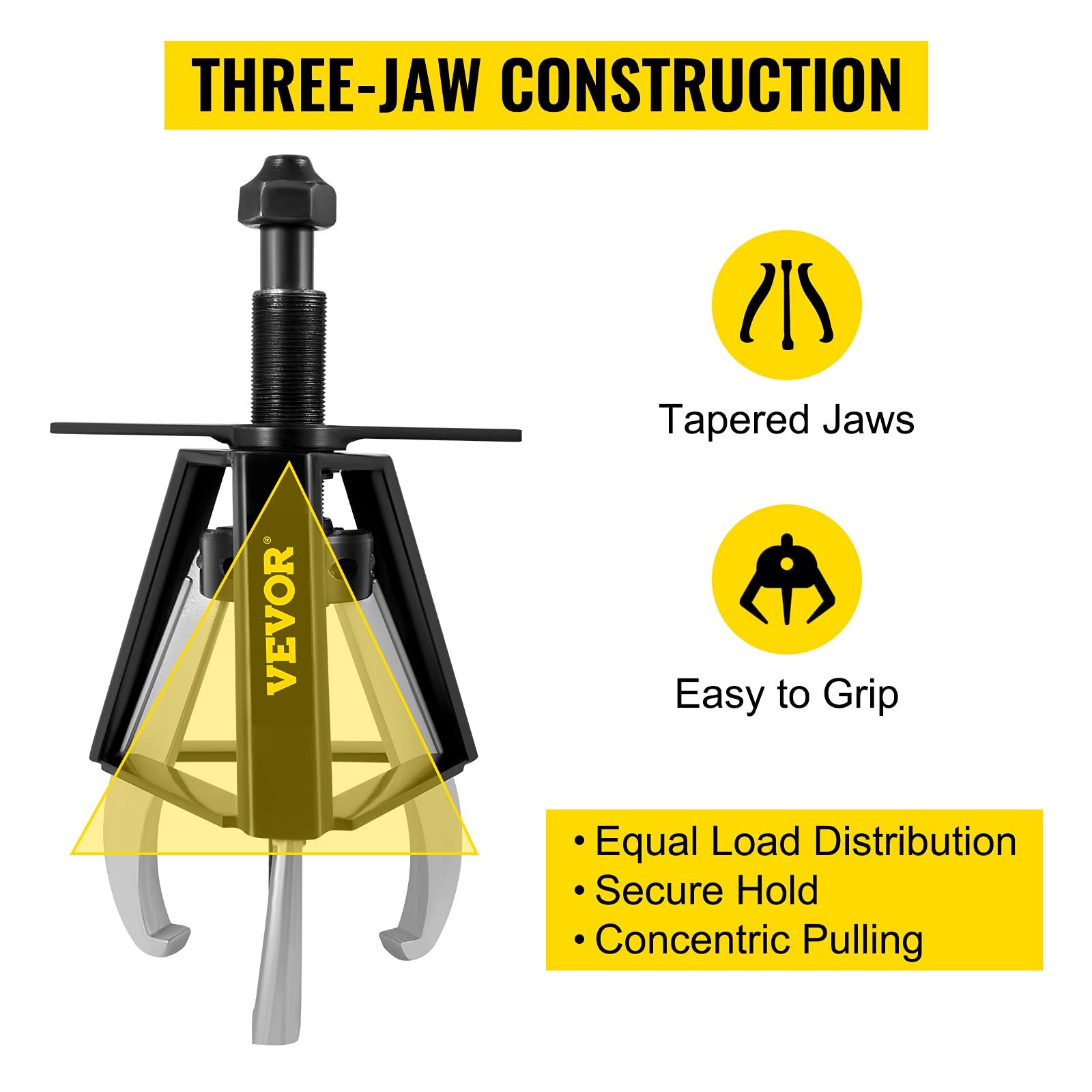 VEVOR 3 Gear Jaw Puller, 20 Ton/44080 LBS Capacity Manual Puller, 19" - 24.5" Spread Reach and 4.9" - 12" Spread Range, 20" Lead Screw Length Gear Removal Tools For Slide Gears, Pulleys, and Flywheels