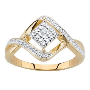 PalmBeach Yellow Gold-plated Genuine Diamond Accent Cluster Bypass Ring Sizes 6-10 Size 10