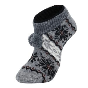 slipper socks for women with grippers non slip christmas socks fuzzy socks comfy winter hospital socks warm gray snow 1 pack