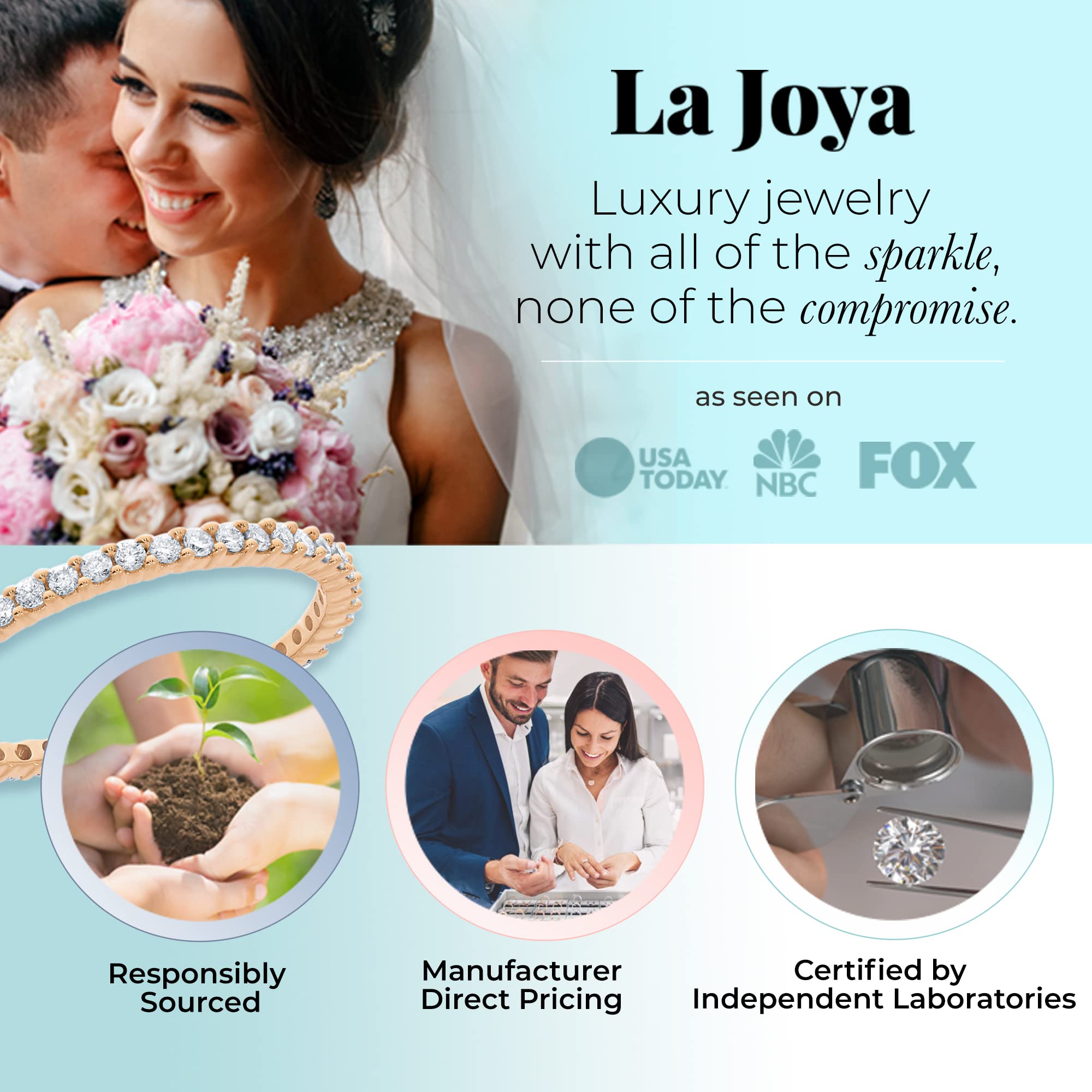 La Joya 1/2 CT TW Certified Lab Created Diamond Eternity Rings for Women | Sparkling 10k Rose Gold Wedding Bands for Women, Stackable Band and Diamond Anniversary Band | Ring Size 5.5