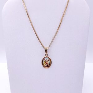 Beautiful Religious Necklace for Women Colored Saint Michael Archangel Pendant 18K Gold Plated Chain