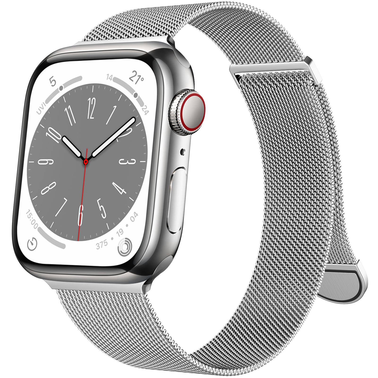 OULUOQI Stainless Steel Mesh Magnetic Clasp Band for Apple iWatch Series 8 7 6 5 4 3 2 1 SE Compatible with 38mm 40mm 41mm 42mm 44mm 45mm 49mm