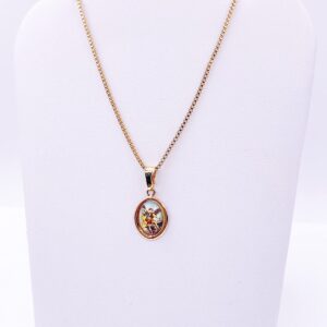 Beautiful Religious Necklace for Women Colored Saint Michael Archangel Pendant 18K Gold Plated Chain