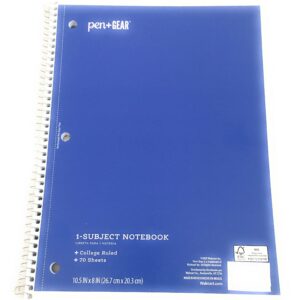 Pen + Gear 1 - Subject Spiral Notebook, College Ruled, 70 Sheets ( Yellow - Blue - Green)