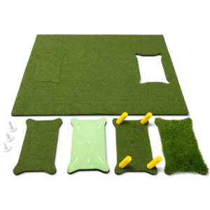 gosports 5 ft x 4 ft pro golf practice hitting mat, includes 5 interchangeable inserts for the ultimate at-home instruction, green