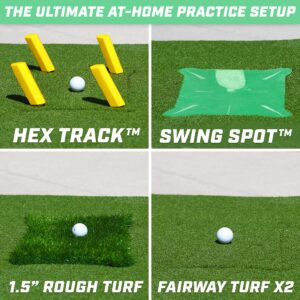 GoSports 5 ft x 4 ft PRO Golf Practice Hitting Mat, Includes 5 Interchangeable Inserts for the Ultimate At-Home Instruction, Green