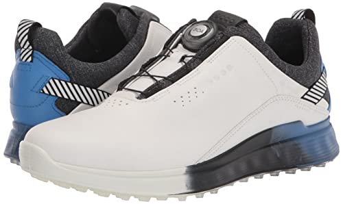 ECCO Men's S-Three BOA Gore-TEX Waterproof Hybrid Golf Shoe, White/Regatta, 12-12.5