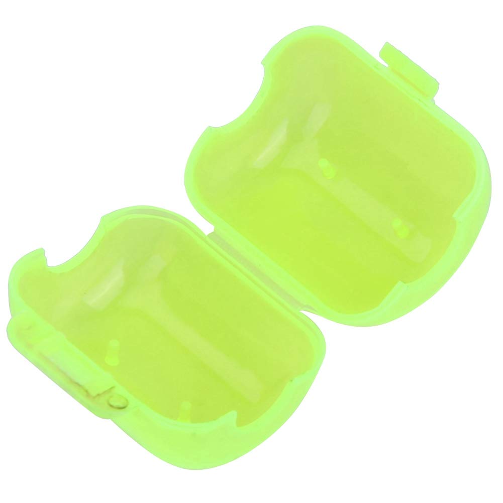 SUNGOOYUE 50pcs Fishing Hook Box, Portable Fluorescent Yellow Squid Lure Hook Cover Case Organizer Grid Box for Hook Bait(M)