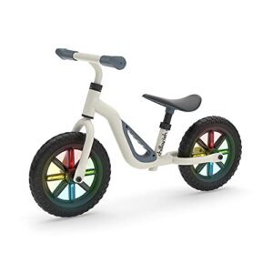 chillafish charlie glow lightweight toddler balance bike trainer with light-up wheels for children 18-48 months, learn to ride with 10-inch no-puncture tires, adjustable seat and carry handle, beige