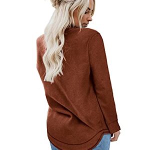 Dofaoo Tunic Tops for Leggings for Women Long Sleeve Shirts Chic Sweatshirt Dressy Caramel L