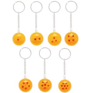 Swiftion 7Pack Dragon Ball Star Acrylic Keychains,Resin Hanging Pendant Transparent Balls Keyring,7 Stars Anime Crystal Ball KeyChains (Yellow)