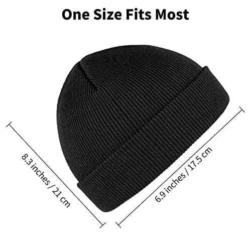 Cooraby 4 Pack Beanie Cap Winter Warm Hats Soft Knit Beanie for Men or Women Black