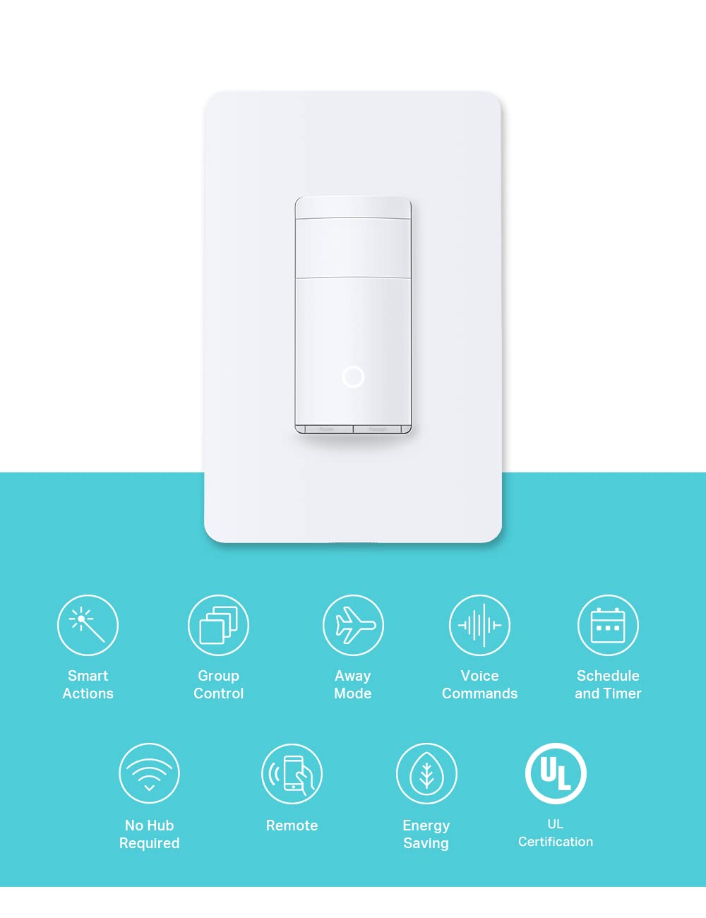 Kasa Smart WiFi Motion Sensor Switch, Single Pole, Needs Neutral Wire, 2.4GHz Wi-Fi Light Switch, Compatible with Alexa & Google Home, UL Certified, No Hub Required(KS200M),White,1-Pack