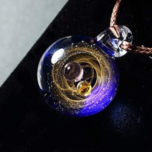 qpzm double-sided galileo square glass necklace, universe galaxy nebula space double-sided glass pendant bracelet gift glass nebula universe memory-a