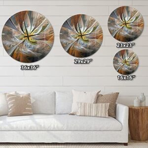 DesignQ 'Symmetrical Brown Fractal Flower ' Modern wall clock for Home Bedroom Bathroom Office Living Room Decoration