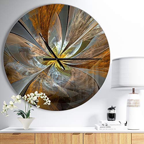 DesignQ 'Symmetrical Brown Fractal Flower ' Modern wall clock for Home Bedroom Bathroom Office Living Room Decoration