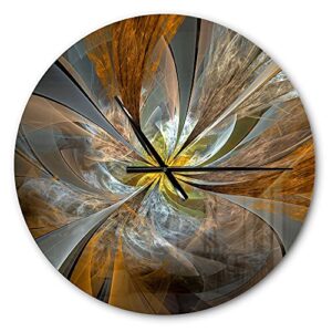 designq 'symmetrical brown fractal flower ' modern wall clock for home bedroom bathroom office living room decoration