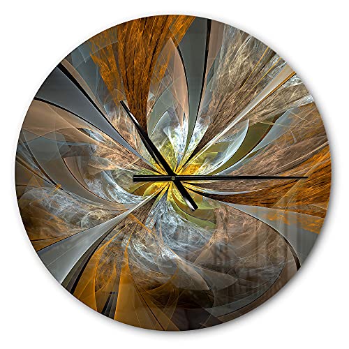 DesignQ 'Symmetrical Brown Fractal Flower ' Modern wall clock for Home Bedroom Bathroom Office Living Room Decoration