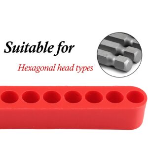 LDEXIN 20Pcs 15 Holes Hex Shank Screwdriver Bit Holder, Plastic Screwdriver Head Storage Case, Drill Bit Storage Case, Screwdriver Head Holder Organizer Fit for 1/4 Inch Hex Shank, Red