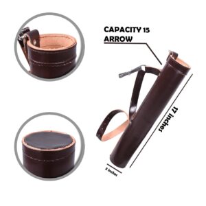 Clubcorp Archery Quiver| Small of Back Holster Shoulder Back| Perfect Bow Cow Hide Leather Arrow Holder for Youth Arrow Quiver Arrow Holder Shoulder Hanged Archery Backstop Walking Stick Dark Brown