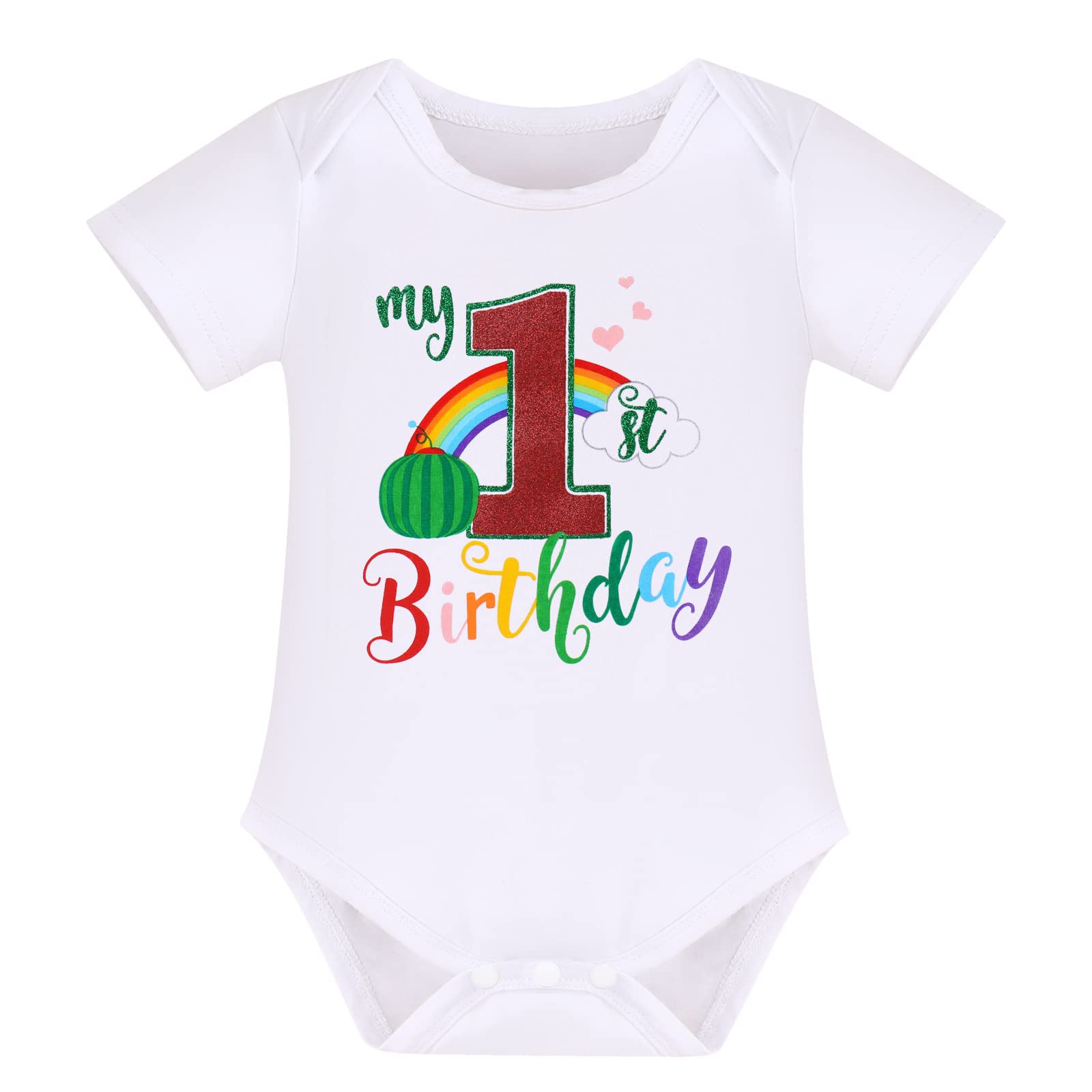 ODASDO Baby Girl My 1st First Birthday Cake Smash Outfit One Year Old Rainbow Tutu Tulle Skirt Cotton Short Sleeve Romper Bowknot Headband 3pcs Summer Clothes Set Photo Props Carnival Rainbow 1T