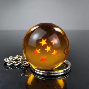 Swiftion 7Pack Dragon Ball Star Acrylic Keychains,Resin Hanging Pendant Transparent Balls Keyring,7 Stars Anime Crystal Ball KeyChains (Yellow)