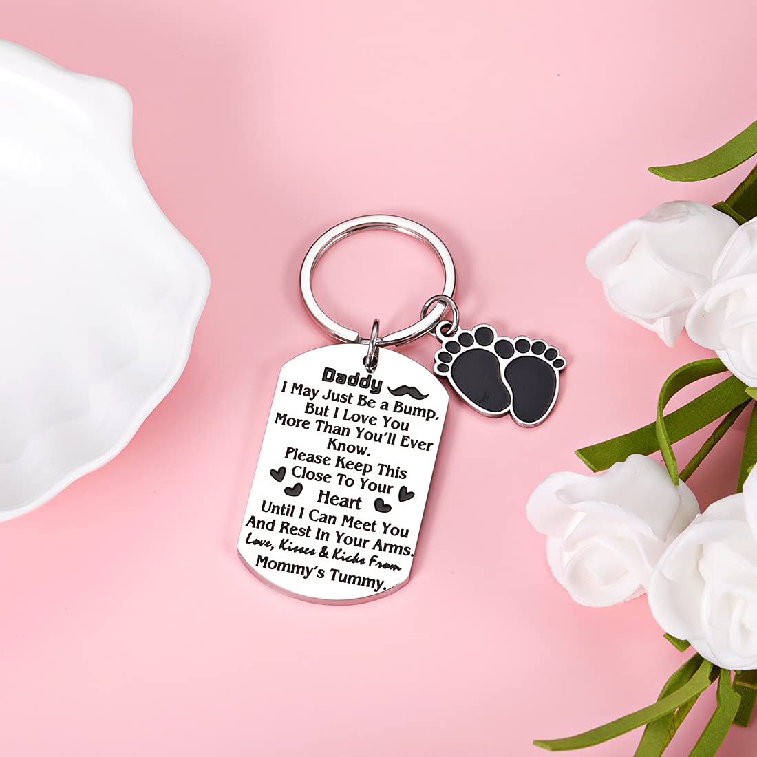 New Dad Gift Keychain for Men Father Day New Daddy to Be Gifts for Husband Boyfriend New Mommy Baby Announcement Pregnancy Gift for Soon to Be Dad Father Day Valentines Christmas Keyring