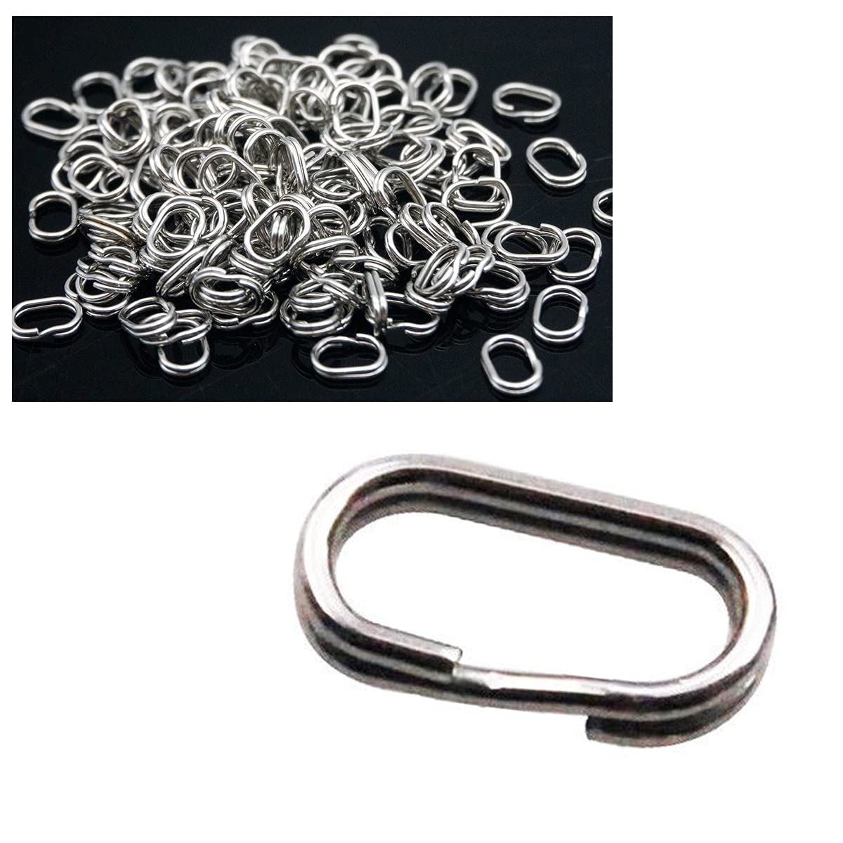 HTHYLURE 100Pcs Fishing Split Rings Stainless Steel Fishing Oval Split Rings Swivel Snap Carp Fishing Tackle Chain Connector Heavy Duty Split Rings Size Wire Diameter 0.6mm 0.7mm