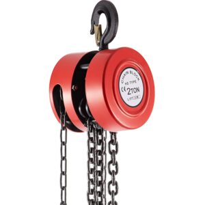 VEVOR Hand Chain Hoist, 4400 lbs /2 Ton Capacity Chain Block, 8ft/2.5m Lift Manual Hand Chain Block, Manual Hoist w/Industrial-Grade Steel Construction for Lifting Good in Transport & Workshop, Red