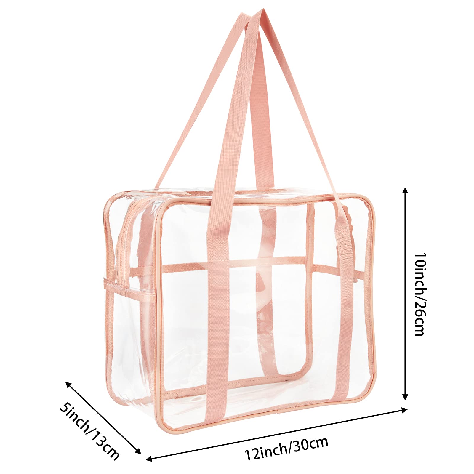 HAOGUAGUA Extra Large Clear Cosmetic Makeup Bag, Transparent PVC Tote Shoulder Bag Stadium Approved, Waterproof Clear Toiletry Carry Pouch Makeup Artist Bag Diaper Bag (Pink)