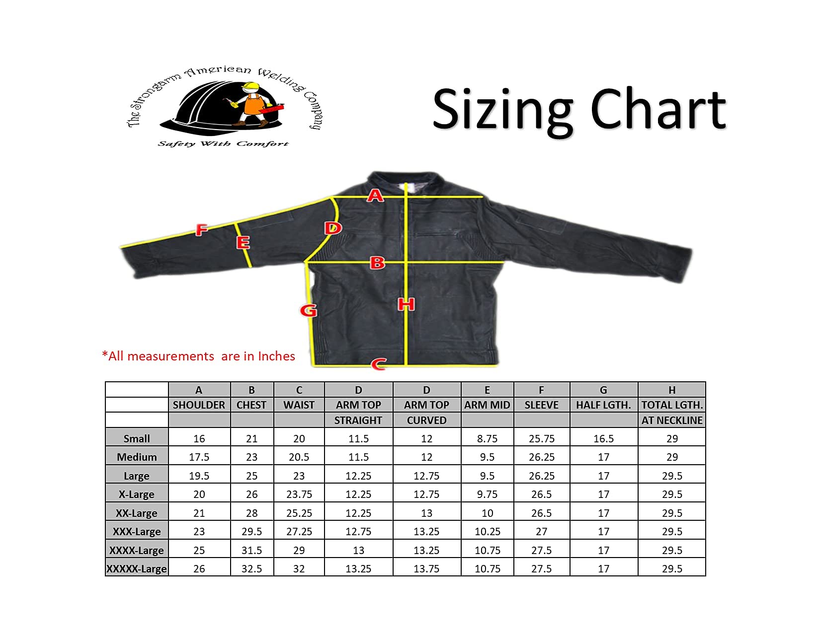 Strongarm Welding Jacket Leather - Flame-Resistant Black Heavy Duty Cow Grain Leather Welders Work Jacket for Men & Women