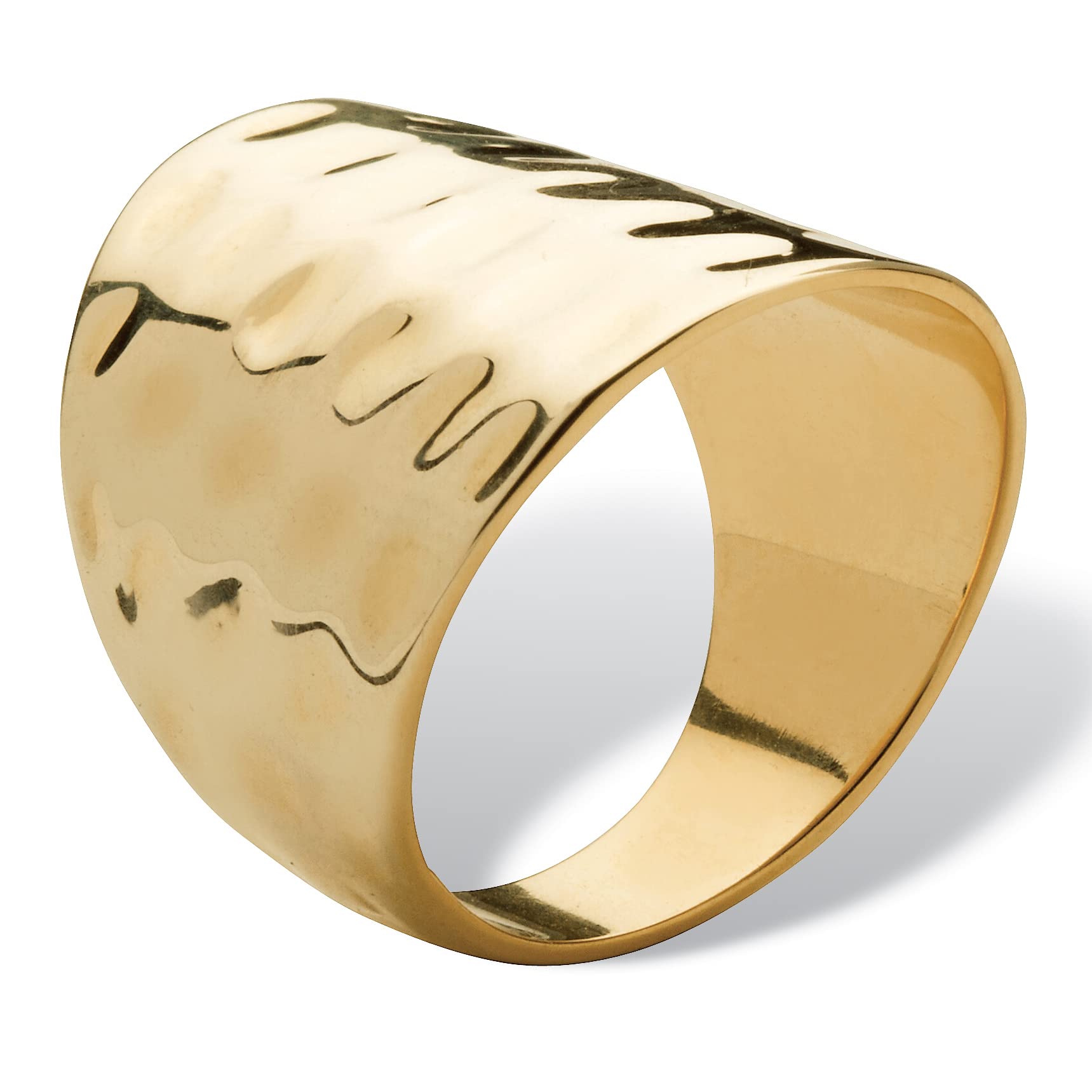 PalmBeach Jewelry Yellow Gold-Plated or Platinum-Plated Hammered Style Cigar Band Ring (5mm) Size 9