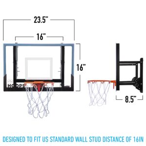 Franklin Sports Wall Mounted Basketball Hoop – Fully Adjustable – Shatter Resistant – Accessories Included, Black/White