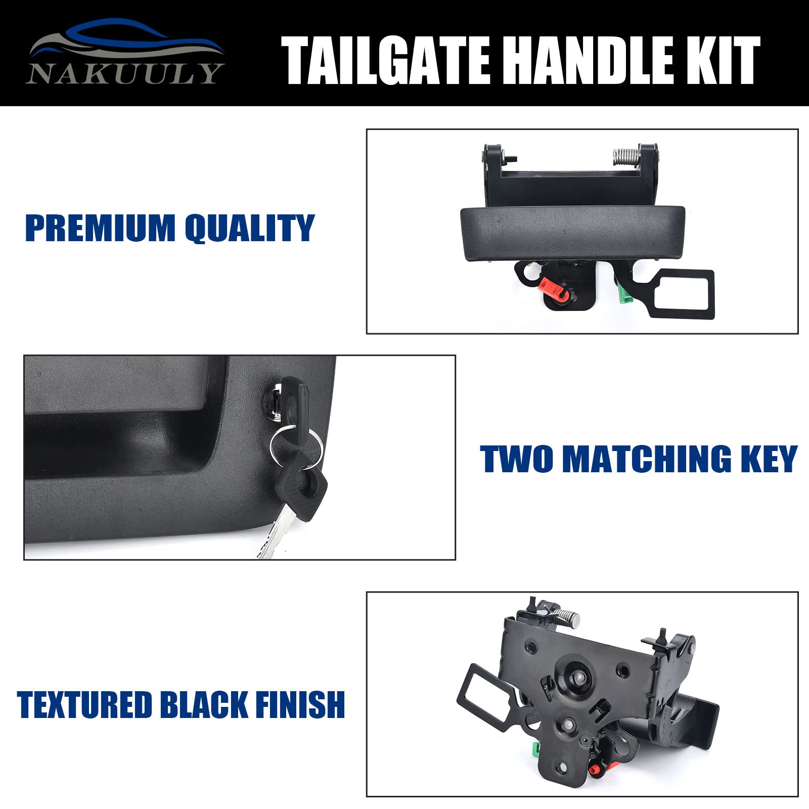 Nakuuly Tailgate Handle with Bezel Lock Kit Compatible with Chevrolet Silverado and GMC Sierra 1500 2500 3500 HD 2007 2008 2009 2010 2011 2012 2013 2014 Tail gate Handle Latch # 22755305