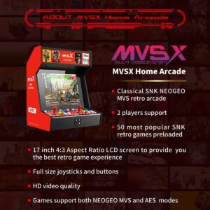 NEOGEO MVSX Arcade and Base with 50 Pre-Loaded SNK Retro Games, 17" Screen Home Entertainment Arcade