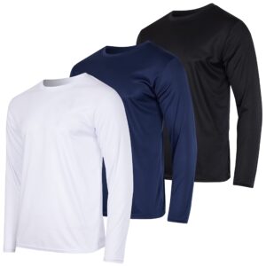 3 pack mens fishing sun long sleeve t-shirt mesh workout dry fit gym tee casual athletic active casual wicking exercise running sport hiking training top upf