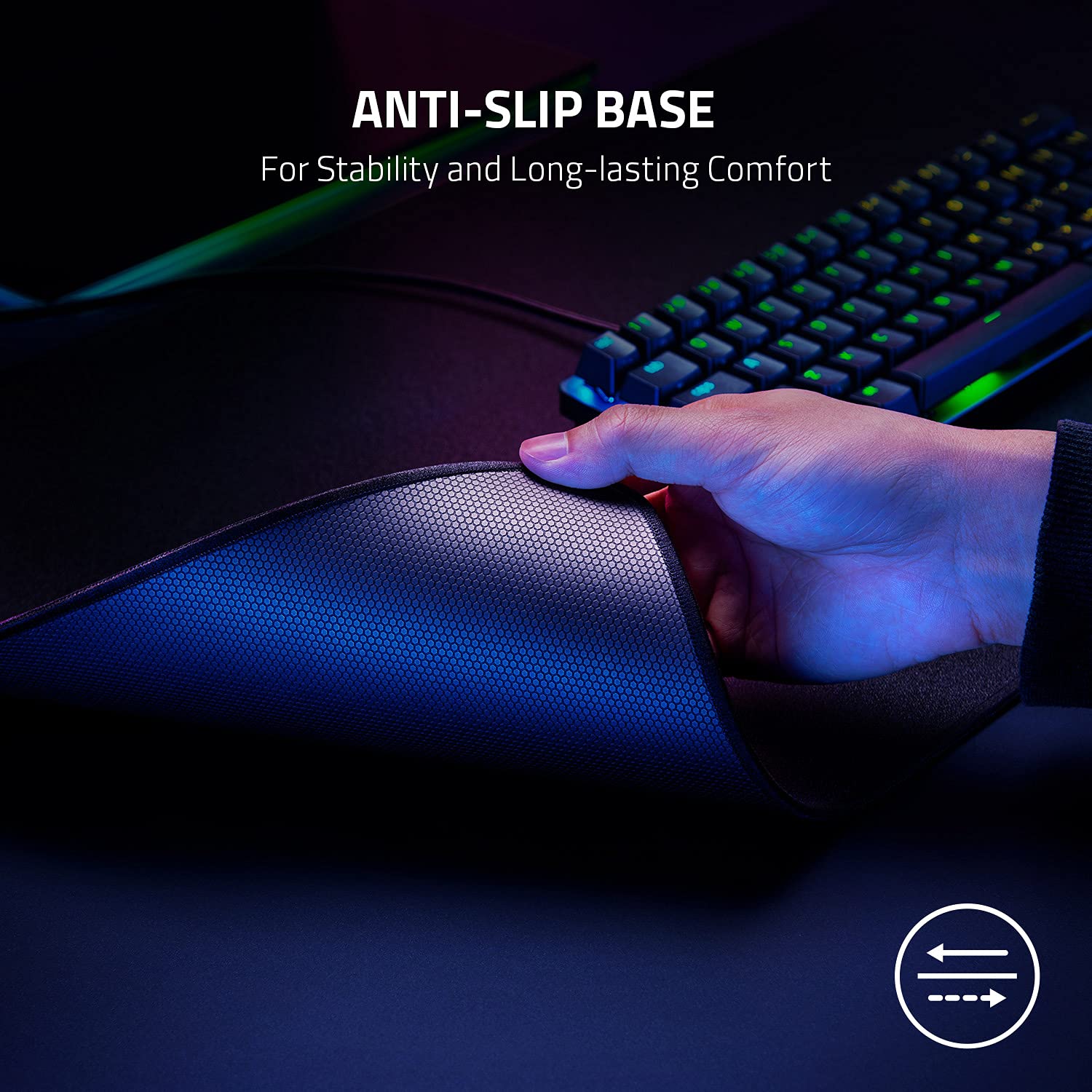 Razer Strider Hybrid Mouse Mat with a Soft Base & Smooth Glide: Firm Gliding Surface - Anti-Slip Base - Rollable & Portable - Anti-Fraying Stitched Edges - Water-Resistant - XXLarge