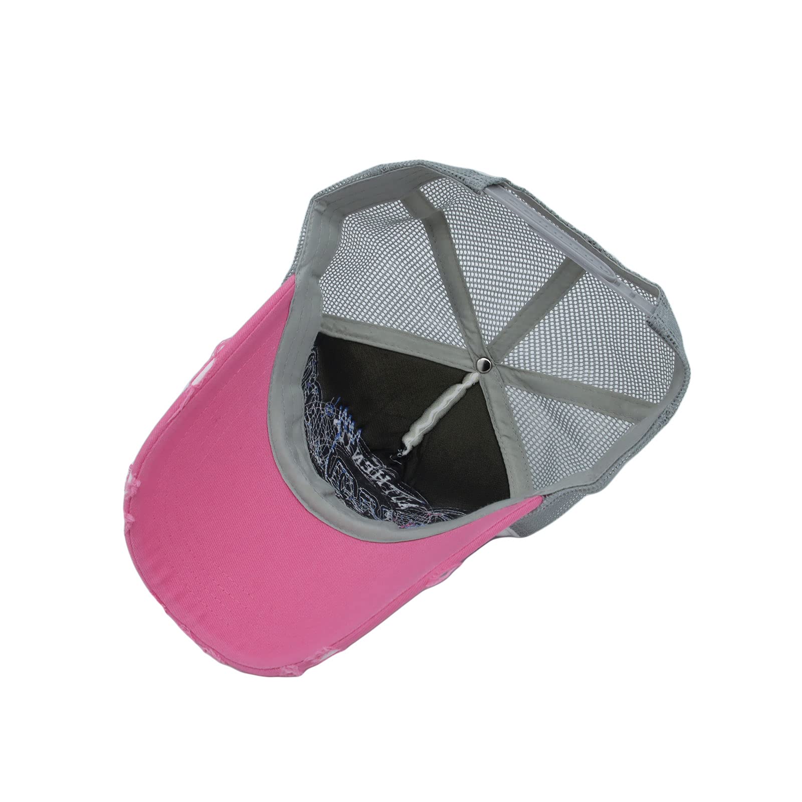 WITHMOONS Baseball Cap Vintage Mesh Distressed Cotton Trucker Hat KR1185 (Pink)