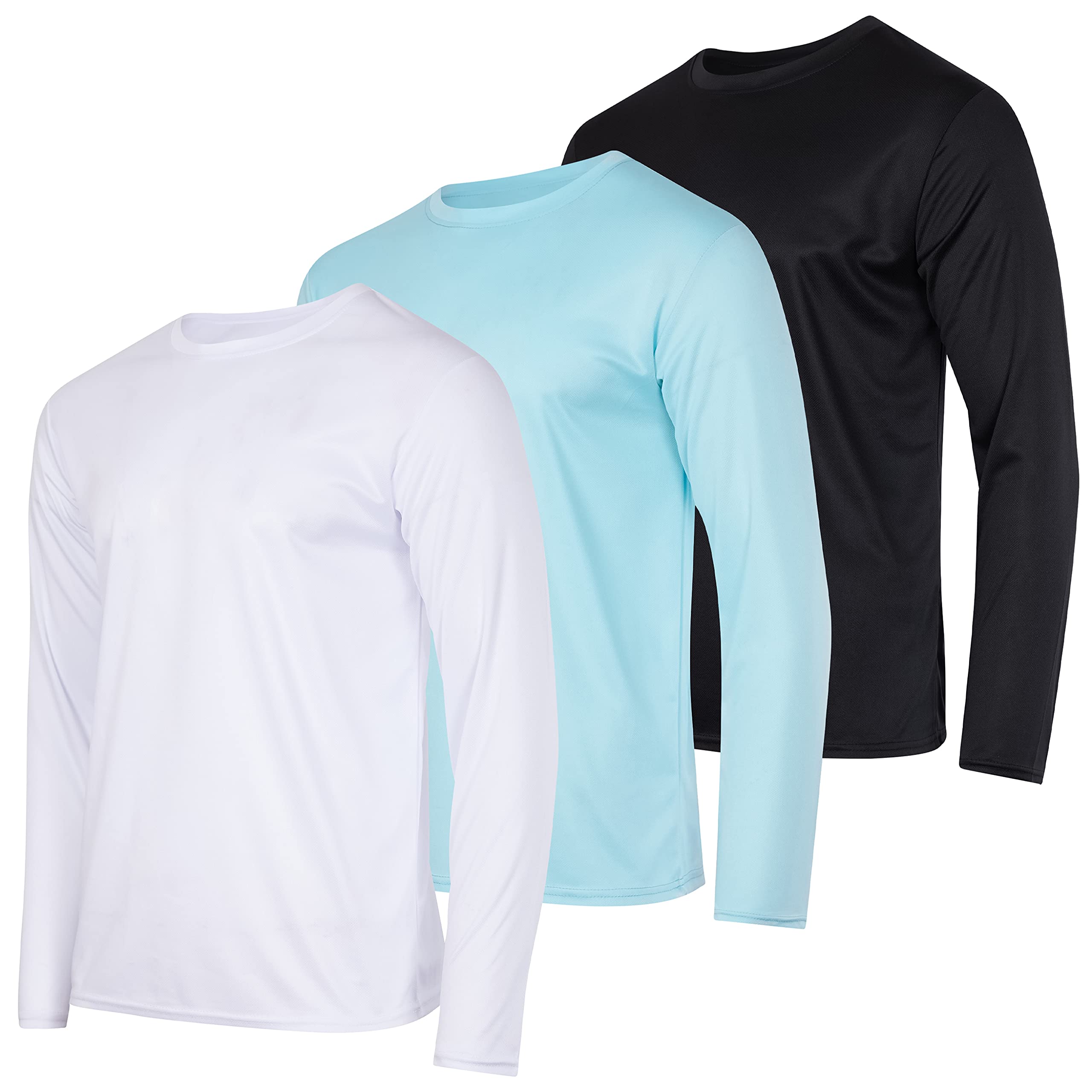 3 Pack Mens Fishing Sun Long Sleeve T-Shirt Mesh Workout Dry Fit Gym Tee Casual Athletic Active Casual Wicking Exercise Running Sport Hiking Training Top UPF