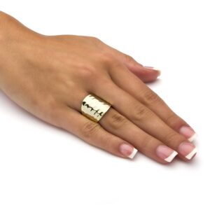 PalmBeach Jewelry Yellow Gold-Plated or Platinum-Plated Hammered Style Cigar Band Ring (5mm) Size 9