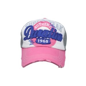 WITHMOONS Baseball Cap Vintage Mesh Distressed Cotton Trucker Hat KR1185 (Pink)