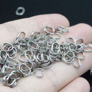 HTHYLURE 100Pcs Fishing Split Rings Stainless Steel Fishing Oval Split Rings Swivel Snap Carp Fishing Tackle Chain Connector Heavy Duty Split Rings Size Wire Diameter 0.6mm 0.7mm