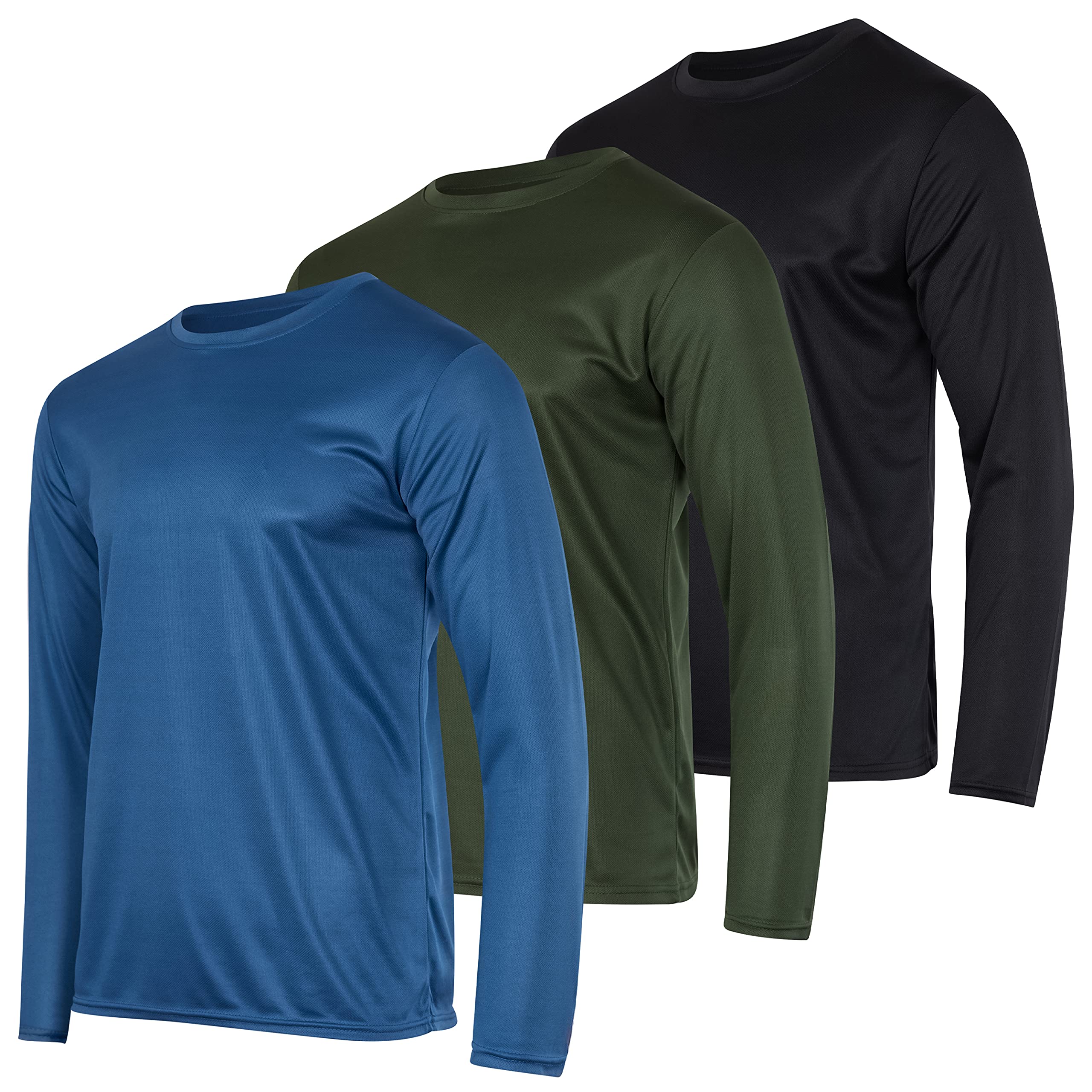 3 Pack Mens Fishing Sun Long Sleeve T-Shirt Mesh Workout Dry Fit Gym Tee Casual Athletic Active Casual Wicking Exercise Running Sport Hiking Training Top UPF