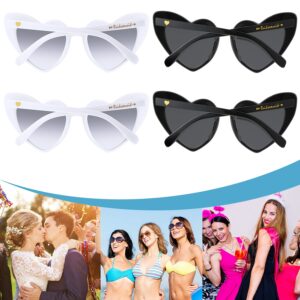 TOODOO 7 Pairs Vintage Heart Shaped Sunglasses for Women Rimless Heart Glasses for Bridal Bachelorette Party Wedding(White Gray, Black Gray)