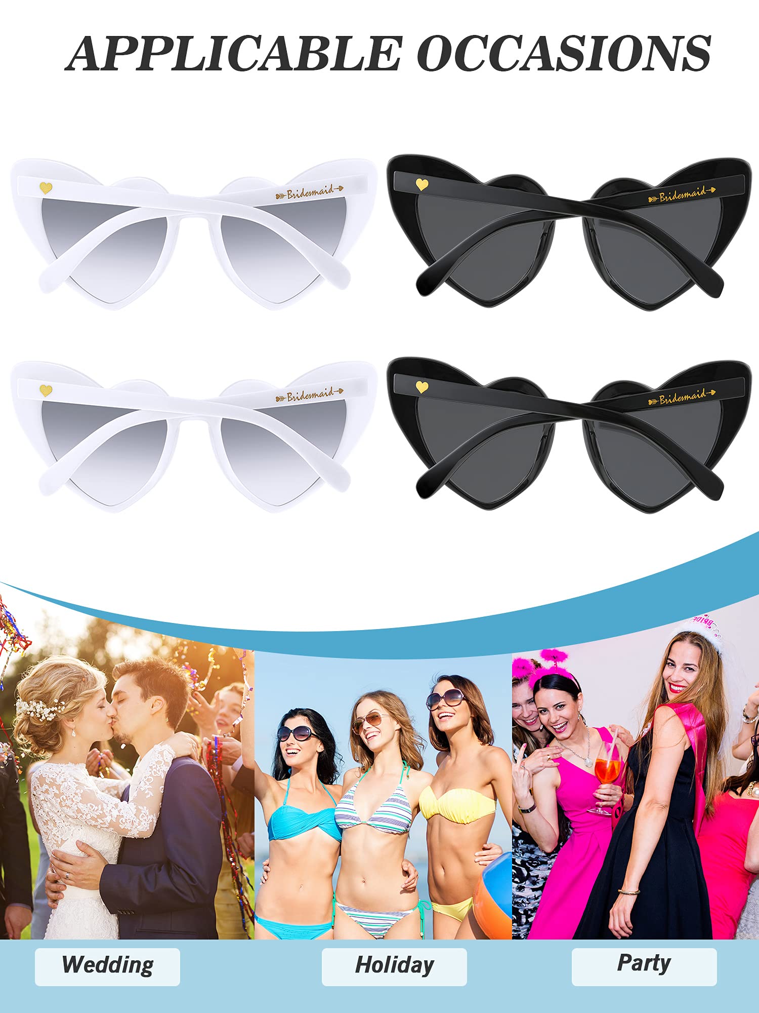 TOODOO 7 Pairs Vintage Heart Shaped Sunglasses for Women Rimless Heart Glasses for Bridal Bachelorette Party Wedding(White Gray, Black Gray)