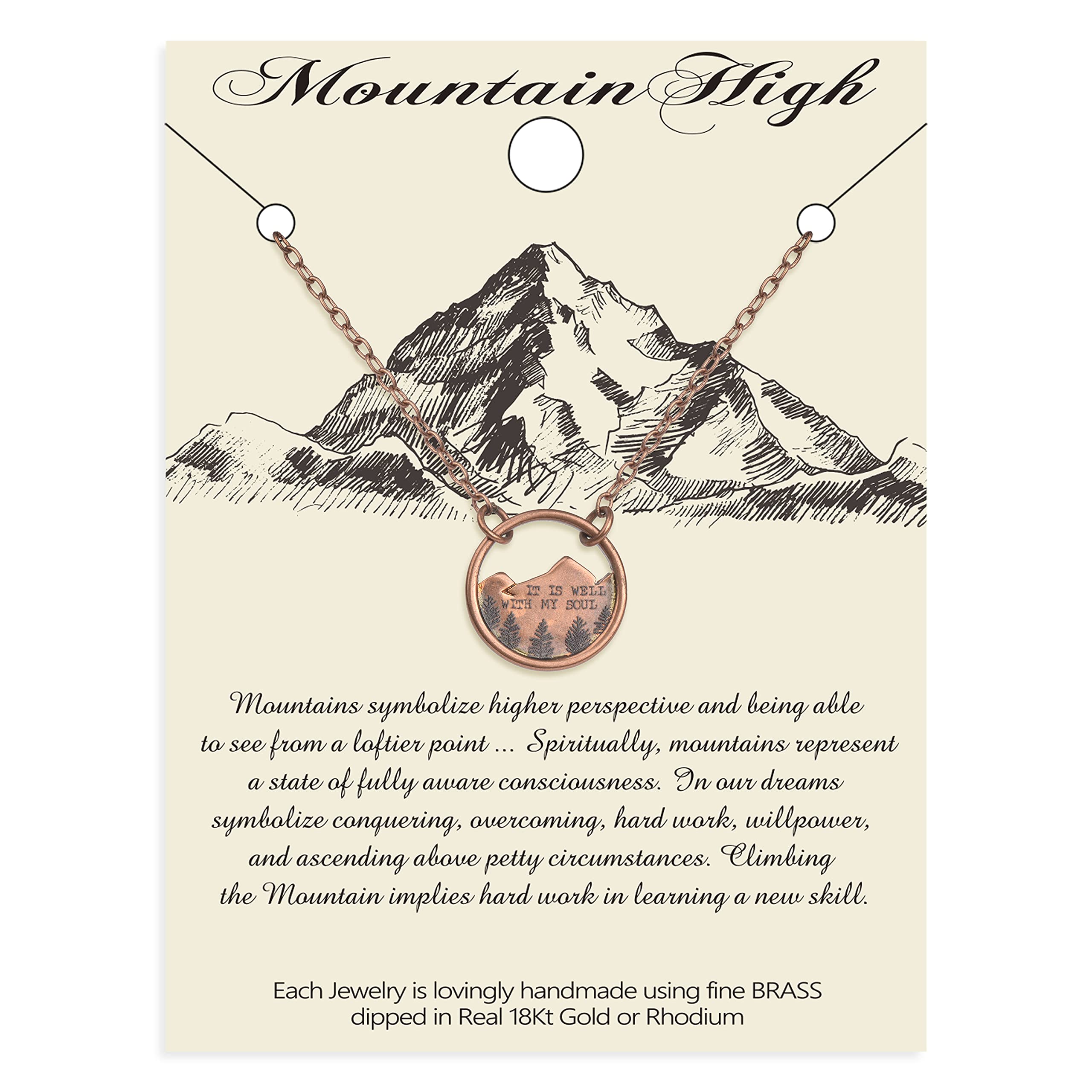 Lauren-Spencer Mountain Necklace for Women Mountain Range Necklace Forest Tree Mountain Pendant Necklace Nature Jewelry Gift for Skiers Hikers Climbers Nature Lovers (Rose Gold Forest Mountain)