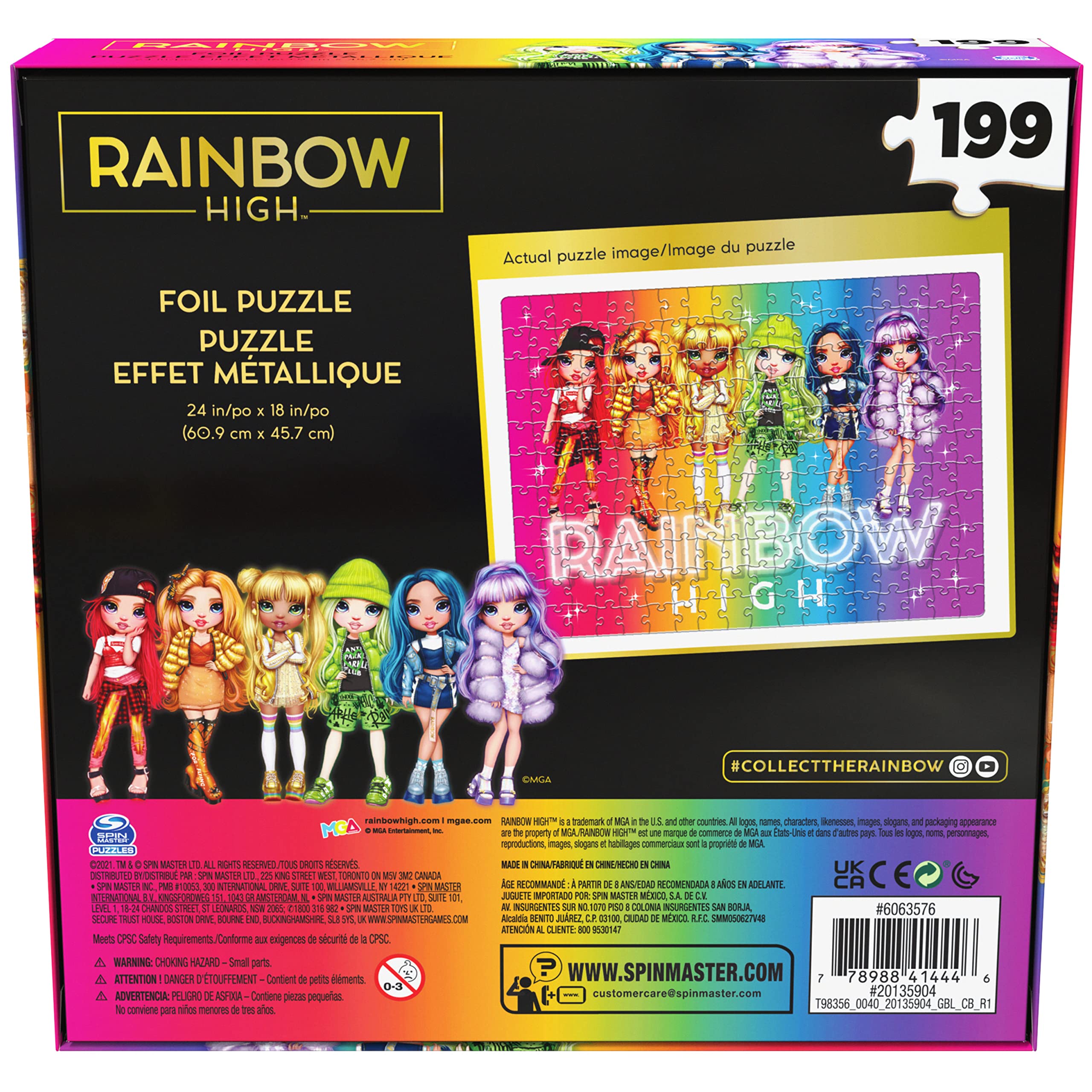 Rainbow High, Foil Jigsaw Puzzle 199-Piece Reflective Abstract Metallic Effect Featuring The Fashionable Dolls, for Kids Ages 8 and up